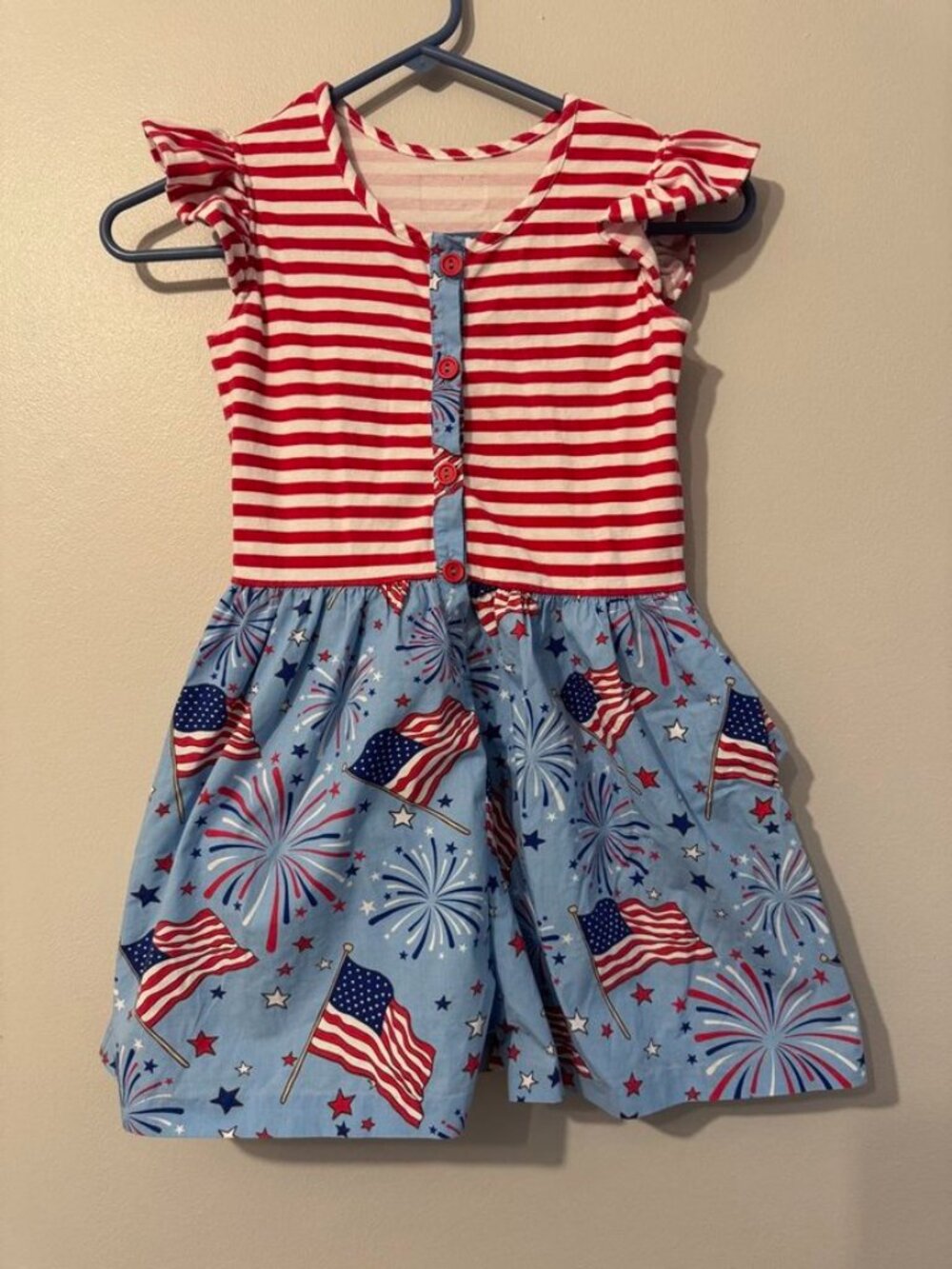 Eleanor Rose Girls 8-10 Patriotic 4th of July Flag Fireworks Romper